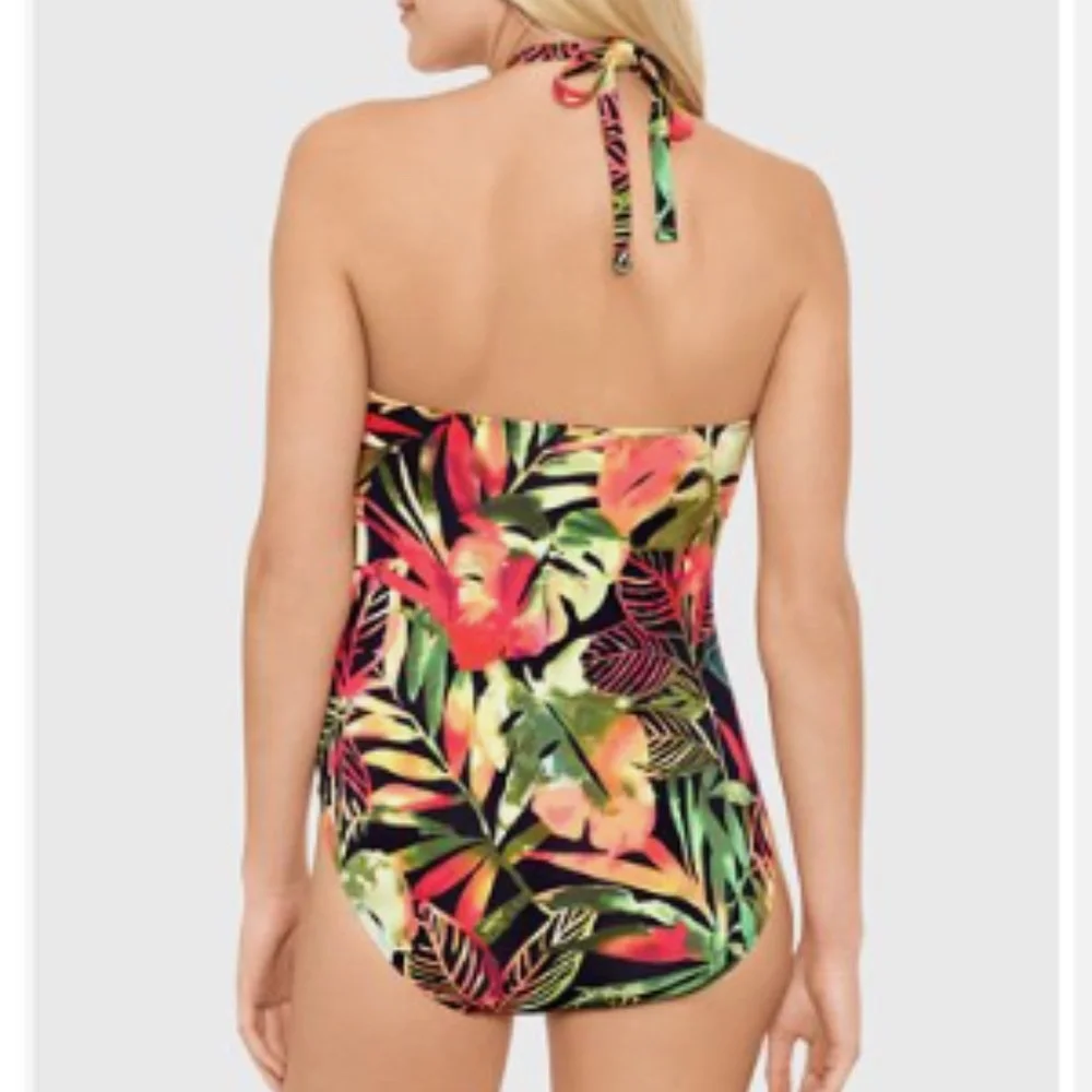 Lauren Ralph Lauren High-Neck Tummy Control One Piece in Midnight Tropic…